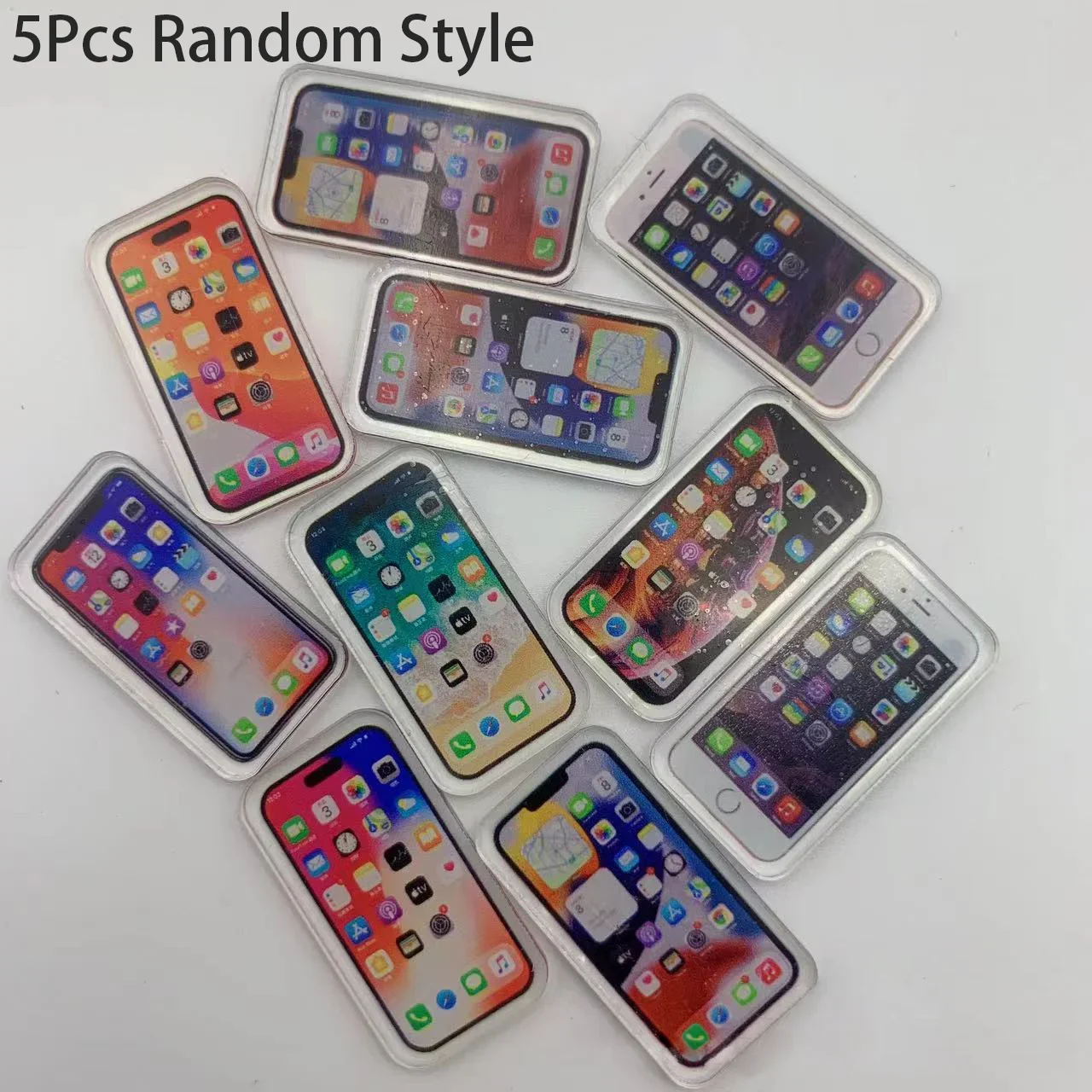 5Pcs 1:12 Dollhouse Miniature Mobile Phone Fashionable and compact Simulation Smartphone Model Kids Pretend Play Accessories