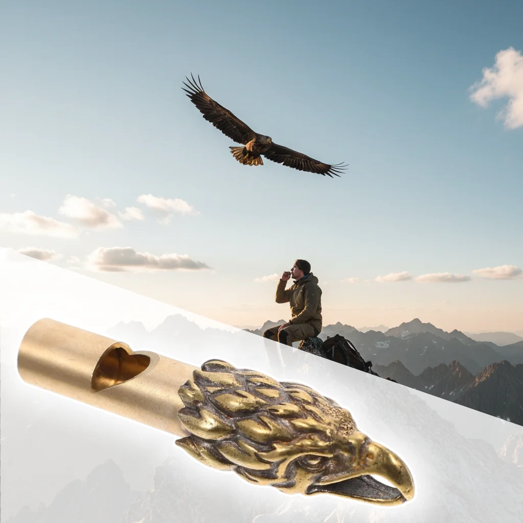 真鍮製緊急ホイッスル アウトドアサバイバルキーホルダー 大音量 高デシベル ペンダント キャンプ ハイキング 救命士 EDCツール