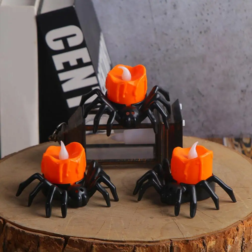 

Halloween Night Light Safe Halloween Night Lights Spooky Electric Flickering Halloween Tea Lights 12pcs Cartoon Spider for Ghost