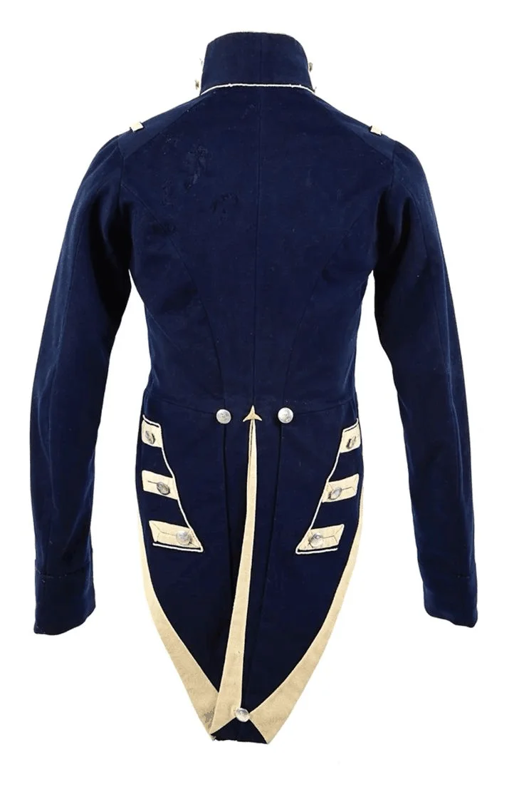 1832s Infantry Sergeant Cosplay Cotume Navy Blue Tailcoat 18th Century Military Officer Fancy Coat Costume For Men - view 4