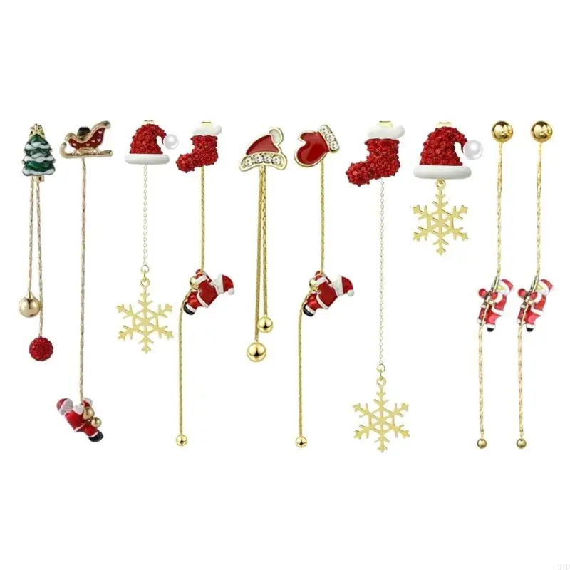 

F2TD Holiday Themed Alloy Earrings Ear Accessory for Christmas Parties and Gatherings Lightweight and Comfortable Earwear