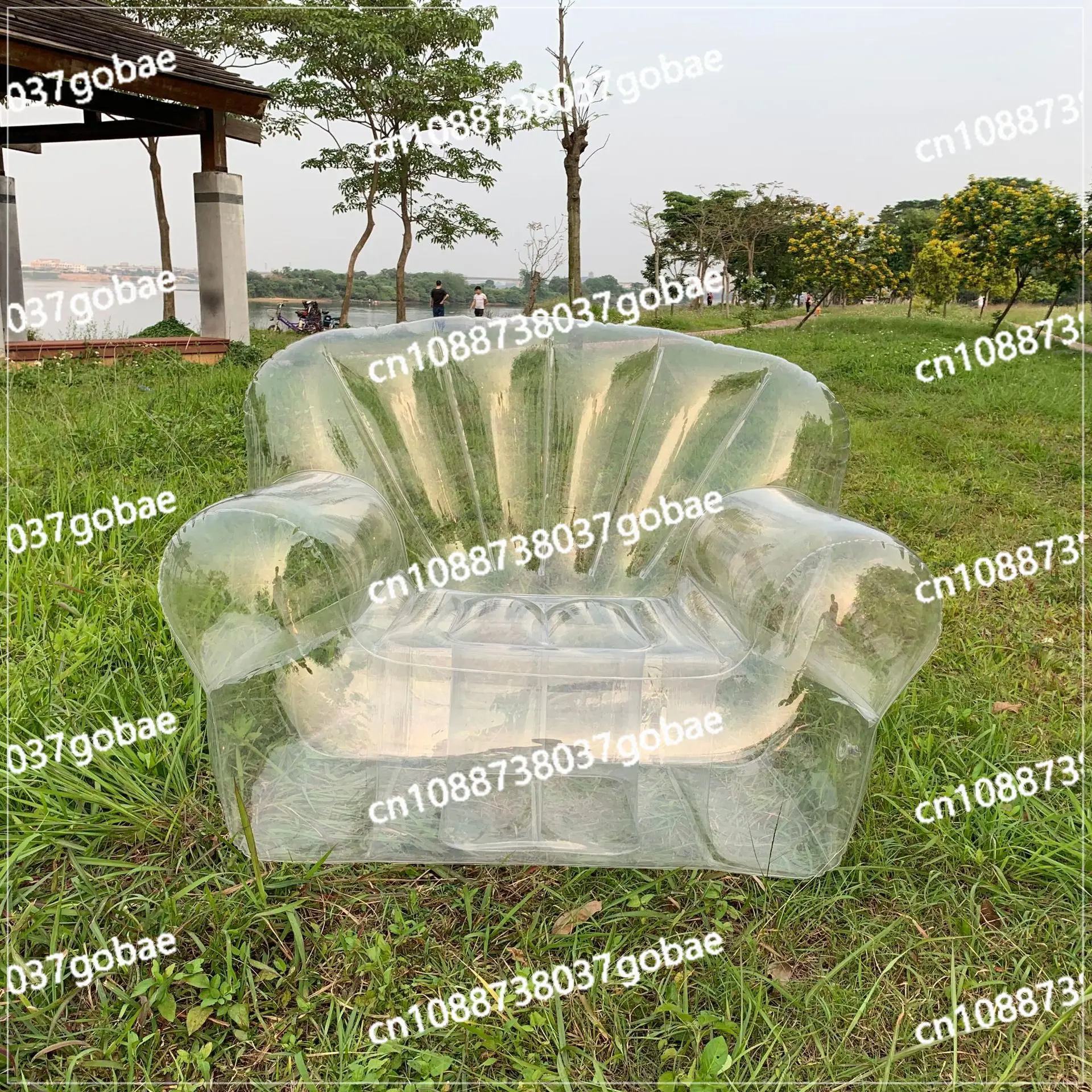 

Transparent inflatable sofa camping lazy recliner single seat