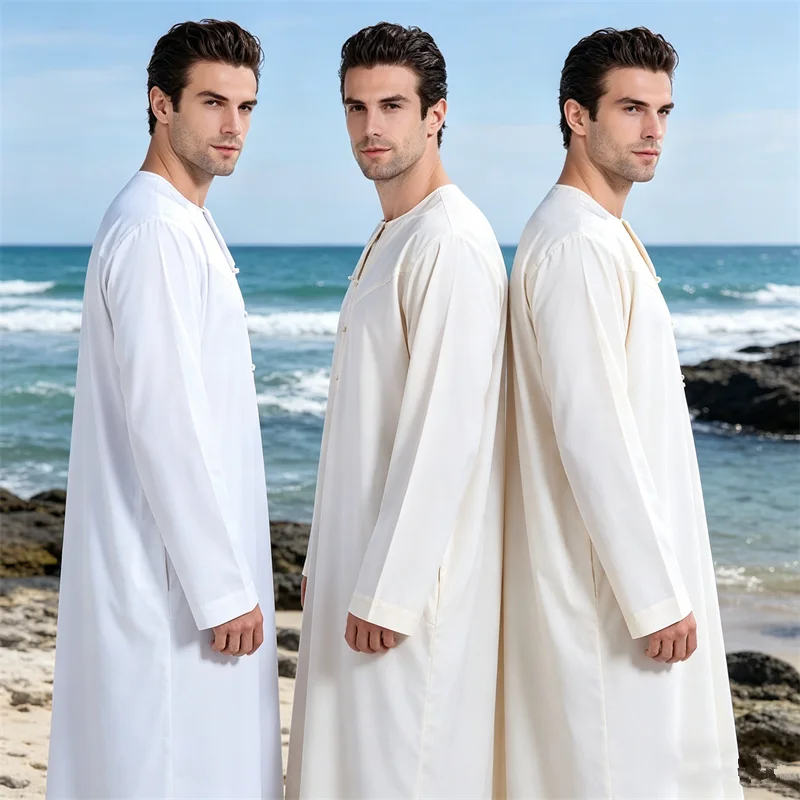 

Men's Jubba Thobe Kaftan Long Pakistan Aman Abaya Muslim Saudi Arabia Djellaba Islamic Clothing Prayer Robe Ramadan Kaftan Dress