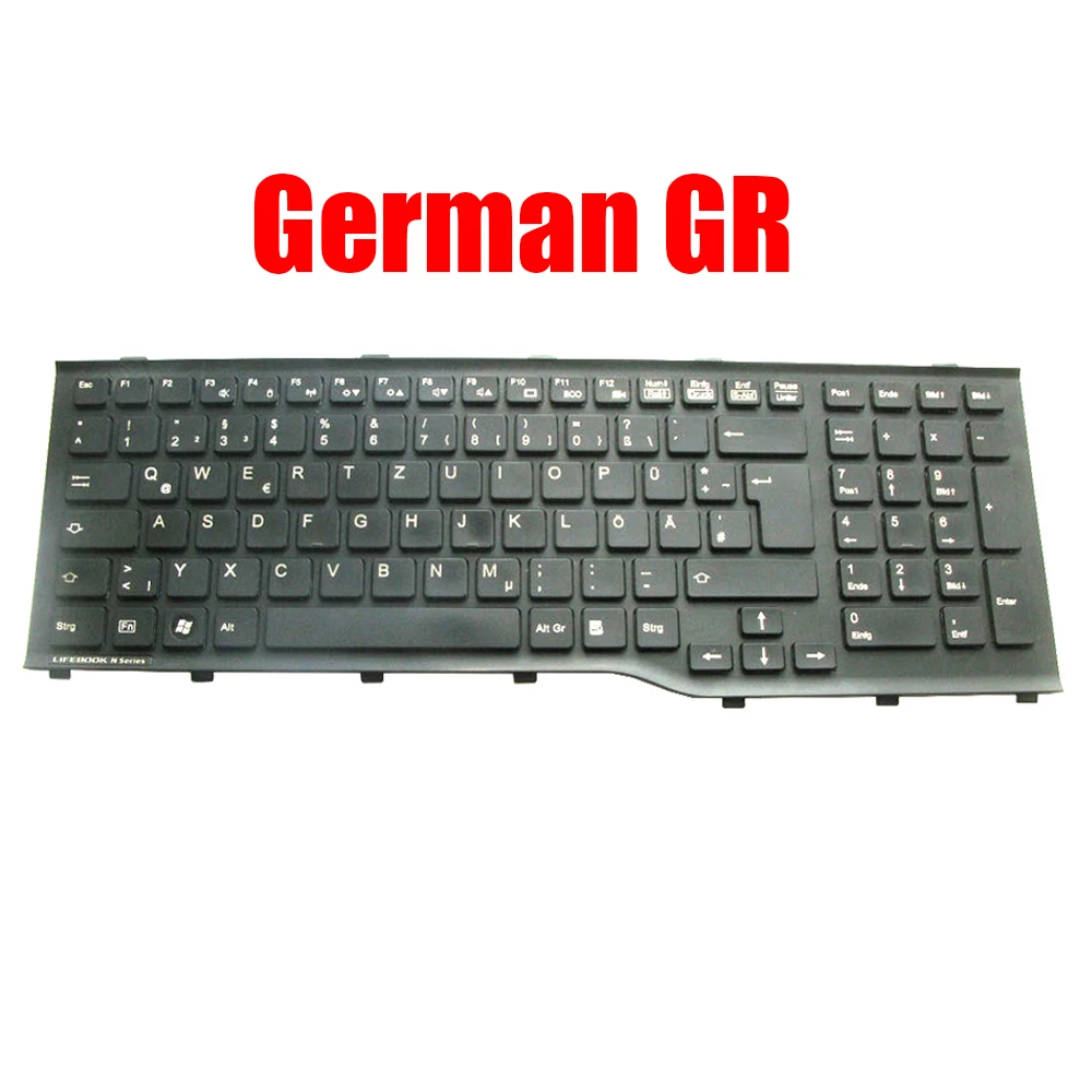 

German GR Laptop Keyboard For Fujitsu For LifeBook A532 AH532 A562 AH562 N532 NH532 CP575628-01 MP-11L66003D852 Black With Frame