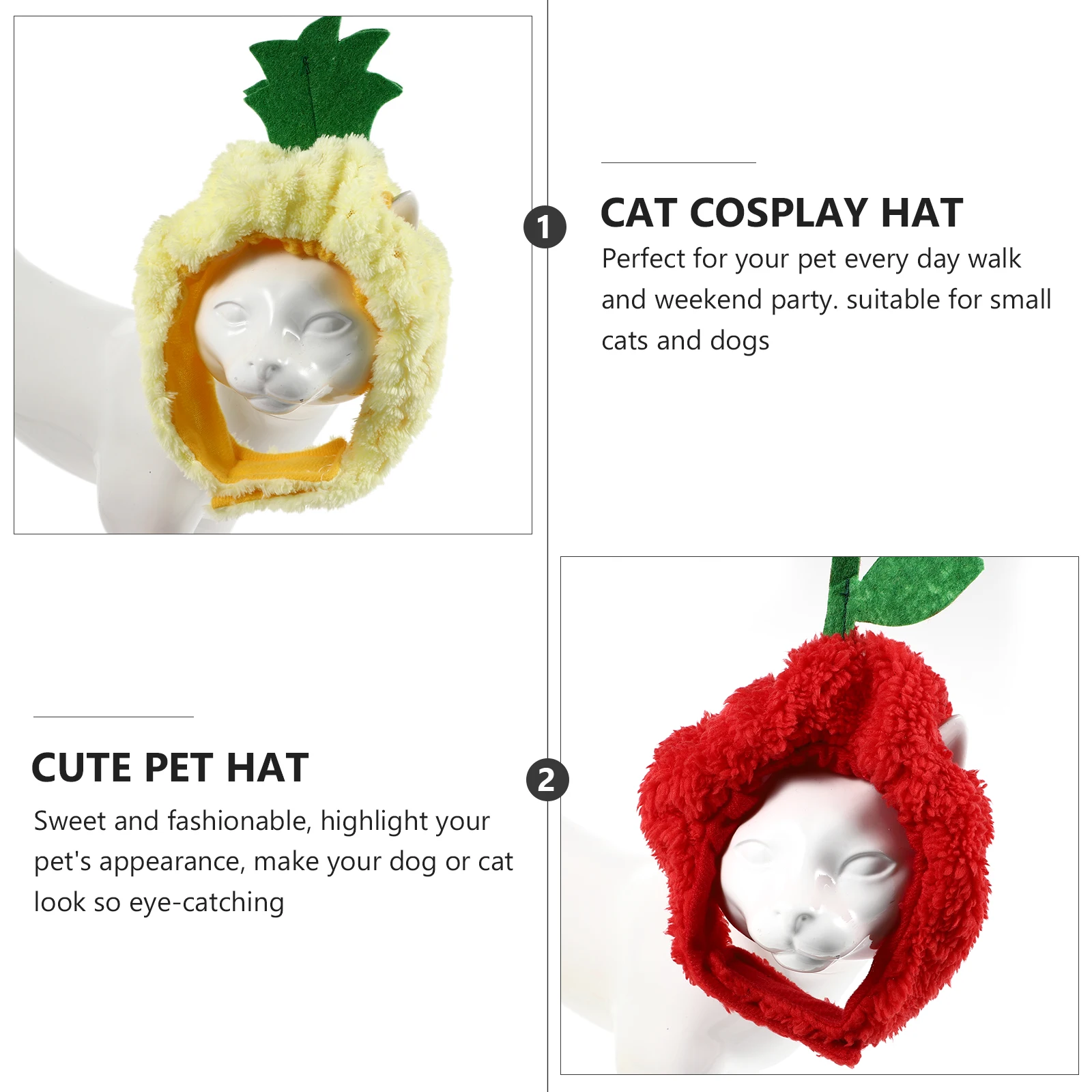 

4 Pcs Pet Hood Pets Hat Party Cute Costumes for Cat Puppy Festive Hats Cats Headgear Dog Fruit