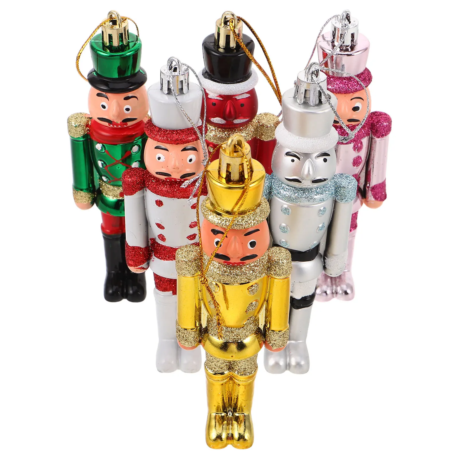 

6Pcs Mini Nutcracker Christmas Ornaments Hand-Painted Soldiers for Tree Hanging Nutcracker Xmas Holiday Tabletop Decorations