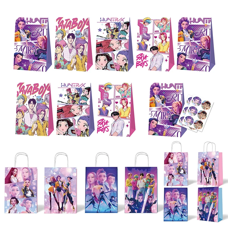 Kpop Demon-Hunting Girl Party Decoration Items, Anime DIY Stickers, Candy Bags, Handbags, Party Supplies for Halloween Birthday