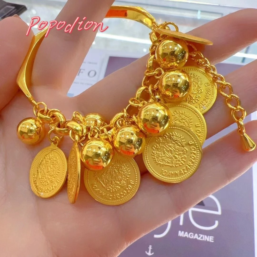 Popodion New Dubai 24K Gold Plated Bridal Wedding Bracelet Party Gift For Beautiful Women YY10365