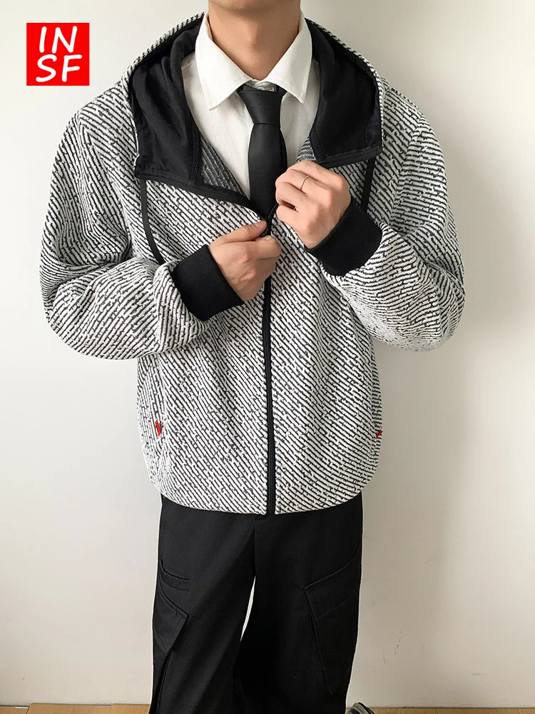 

Loose Fit Men's Hoodie Sweatirt American Sle Trendy Brand Spring Autumn Large Size Open Cardigan Jaet for Youth