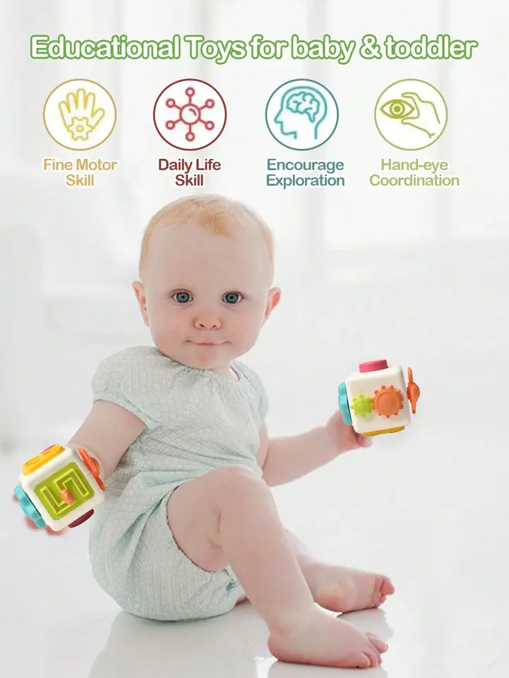 ألعاب مونتيسوري تعليمية 6 في 1 لوحة حسية لتنمية مهارات الطفل مكعب تململ ألعاب تعليمية للبنات والأولاد هدية - 5