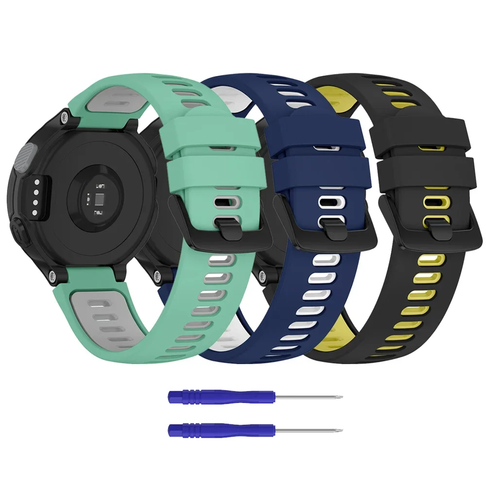 Pulseira de silicone de cor dupla para garmin forerunner 235 220 620 630 735 735xt banda esporte pulseira relógio substituição
