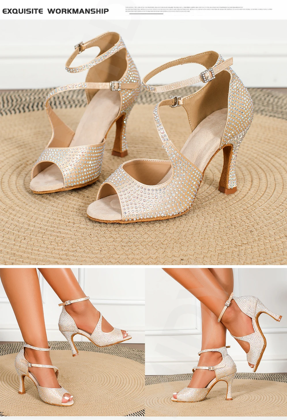 CINMIDY Neue Lateinamerikanische Tanzschuhe für Damen, Tango-, Jazz- und Modern-Ballsaal-Tanzschuhe, Damen-Hochzeitsschuhe mit Diamanten, Performance-Sandalen – Detail 8