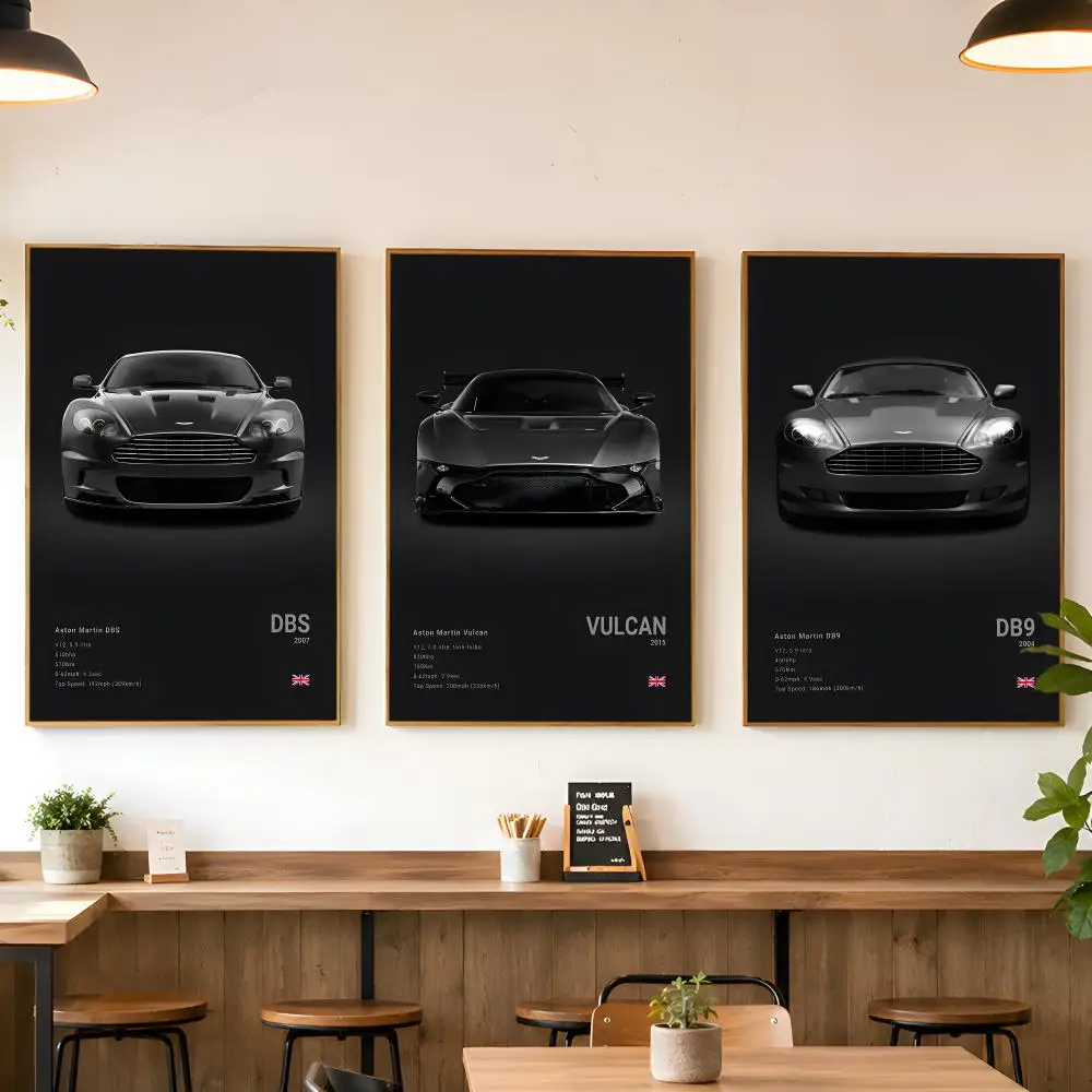 Sports A-Aston M-Martin Supercar Poster Matte Wall Peel And Stick Decor Bedroom Living Room Office Dorm Home