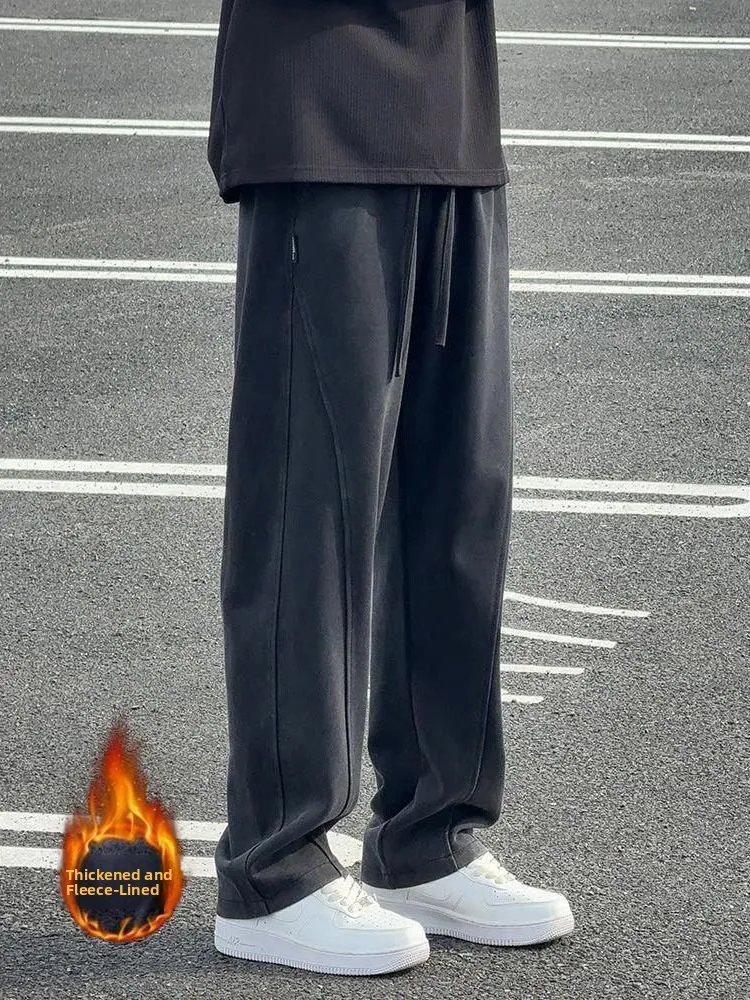 

Waed ey Heavyweight Men's Sweatpants Casual Loose Fit Spor Straight Leg Pants Autumn Comfortable Elastic Waisand