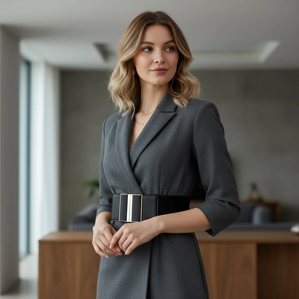 

Useful Metal Buckle Elastic Wide Belts Solid Color Comfortable Stretch Waistband Waist Defining Waist Corset Coat Accessories