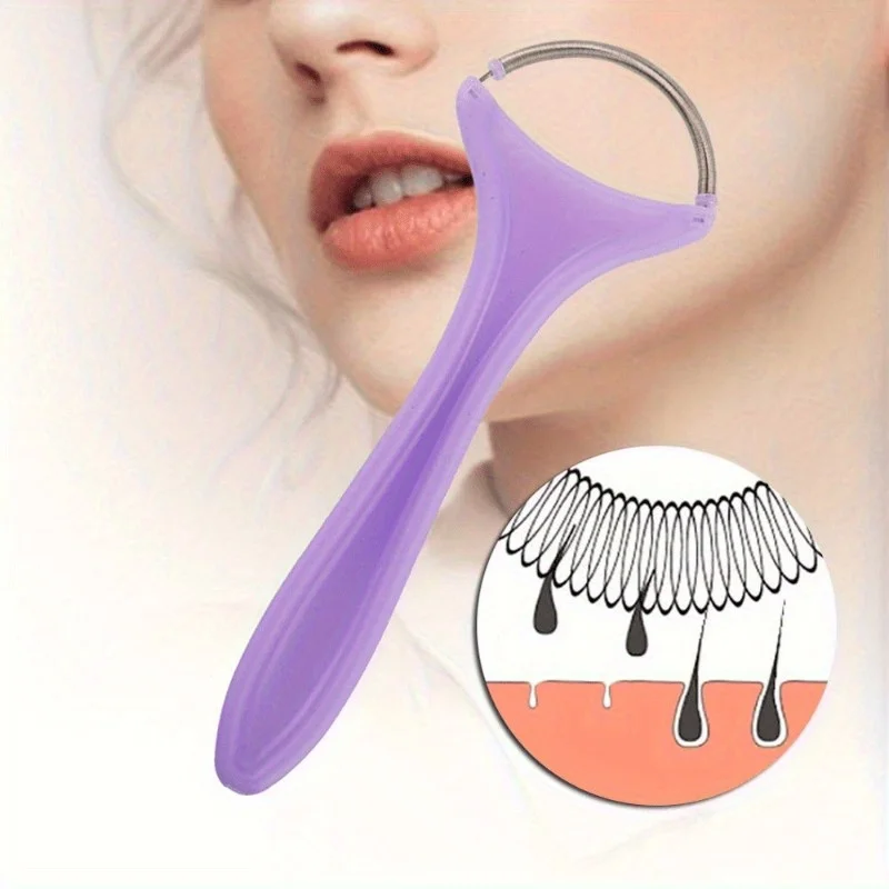 Portable Facial Hair Remover with Fine Fuzz Removal - Gentle Spring Manual Tool for Forehead Chin Cheeks, Safe Precise Grooming