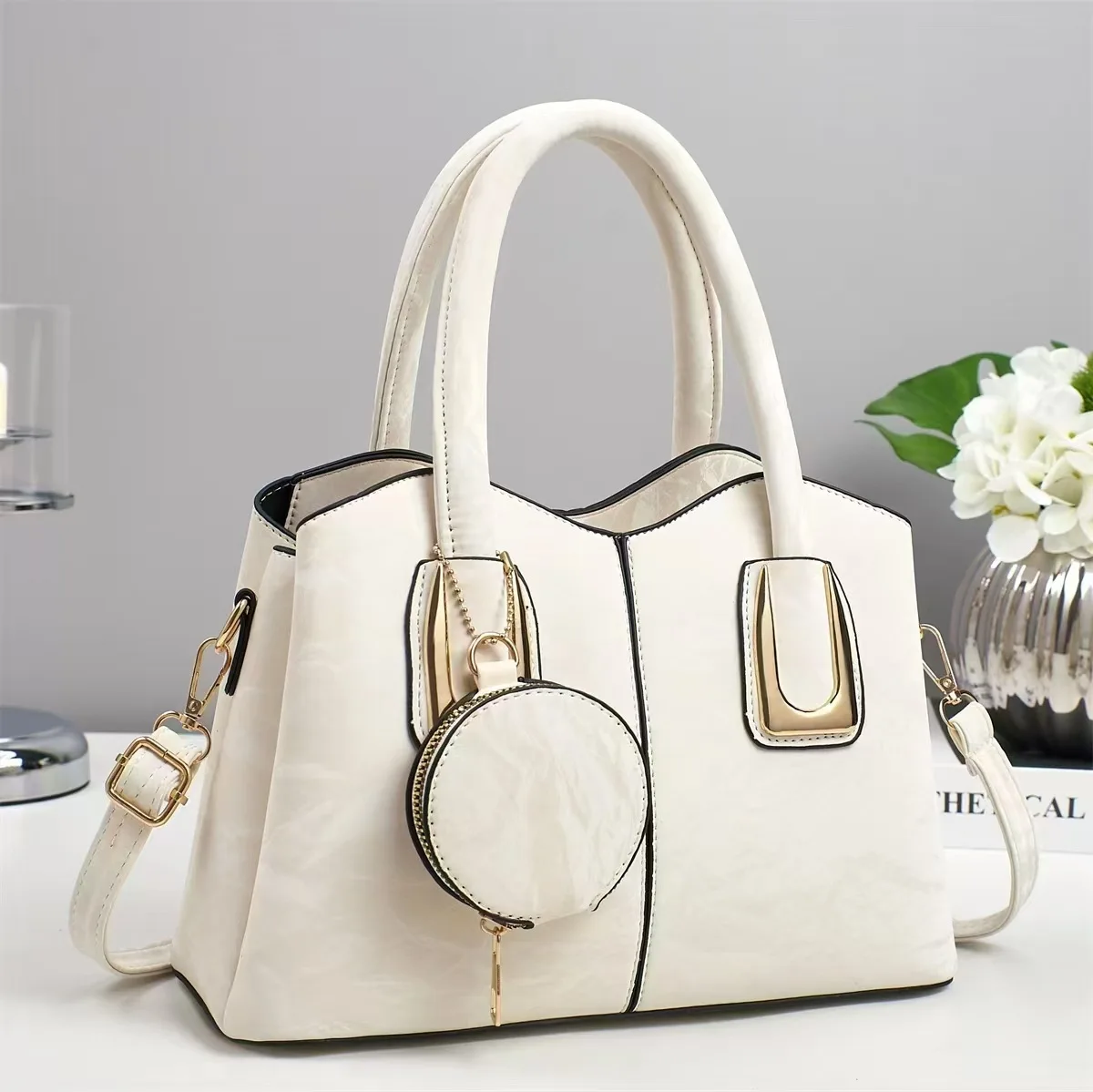 

Chic Soft Touch Leather Satchel - Versatile 3-Way Carry with Roomy Compartments & Retro European Flair