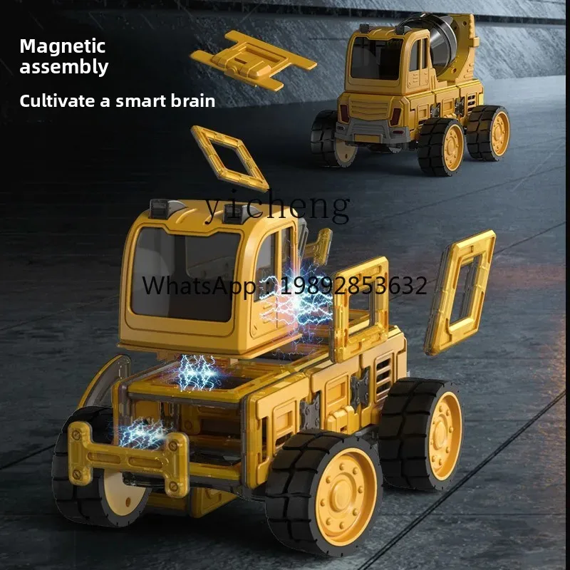 

Engineering Vehicle for Children Suit Crane Excavator Boy Toy Large Cement Stirring Soil Pushing Road Car