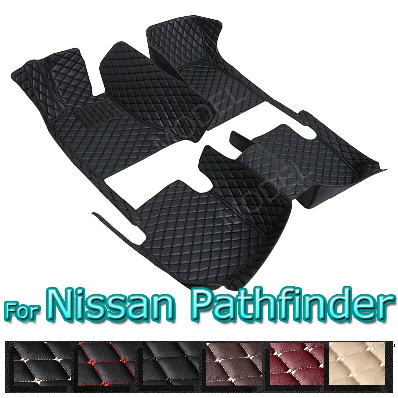 Car Floor Mats For Nissan Pathfinder R52 7seat 2014~2020 Auto Anti-dirt Pad leather Mat Rugs Pad Interior Parts Car Accessories