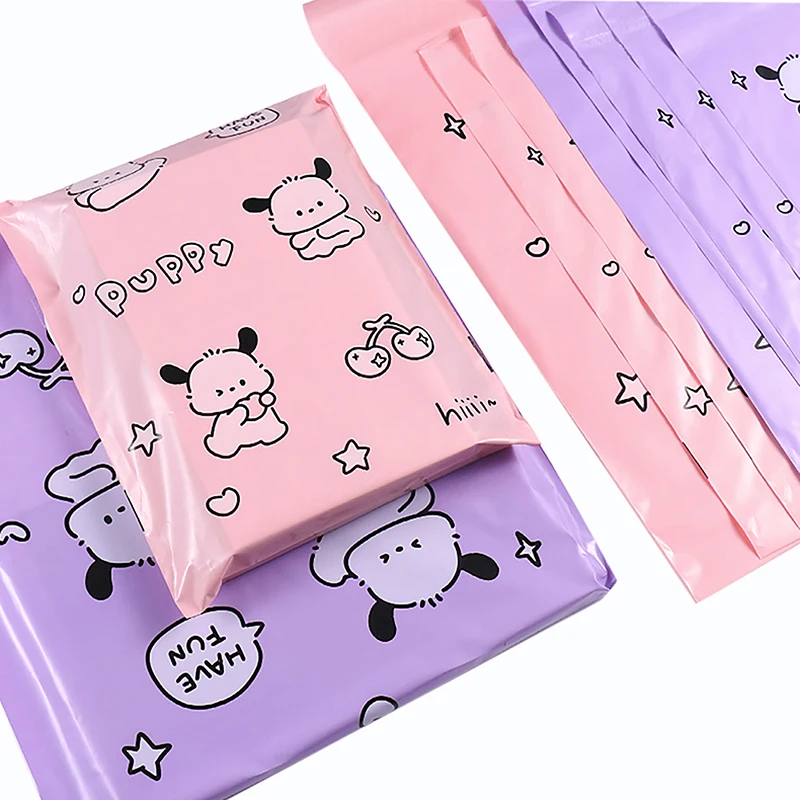 10Pcs Cartoon Cute Puppy Courier Bag Envelope Packaging Delivery Bag Waterproof Self Adhesive Seal Pouch Plastic Mailing Bags