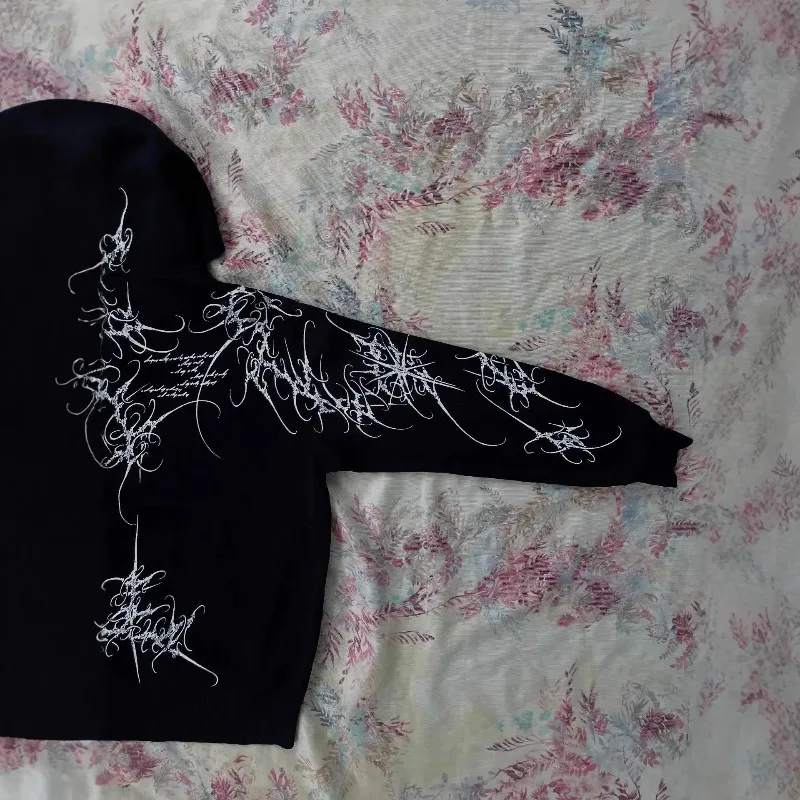 American Harajuku Hoodie Y2k High Street Dark Style Clothing Fashion Retro Hoodie Women Gothic Punk Loose Sweatshirt Streetwear