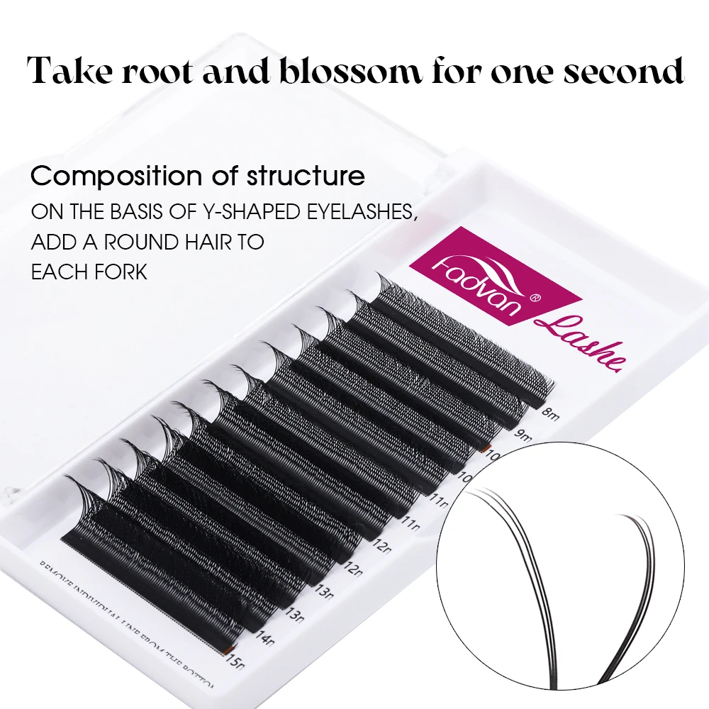 Fadvan 3D YY Shaped Lashes 3 Split Tips Eyelash Extension Soft BASF Lash C/D/DD Curl Hand-Made High Quality Volume Fan Eyelashes