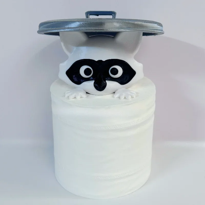 1-3pcs Cute Raccoon Toilet Paper Holder Playful Bathroom Decor With Trash Can Lid Cover Unique Gift Idea Funny Home Accessory