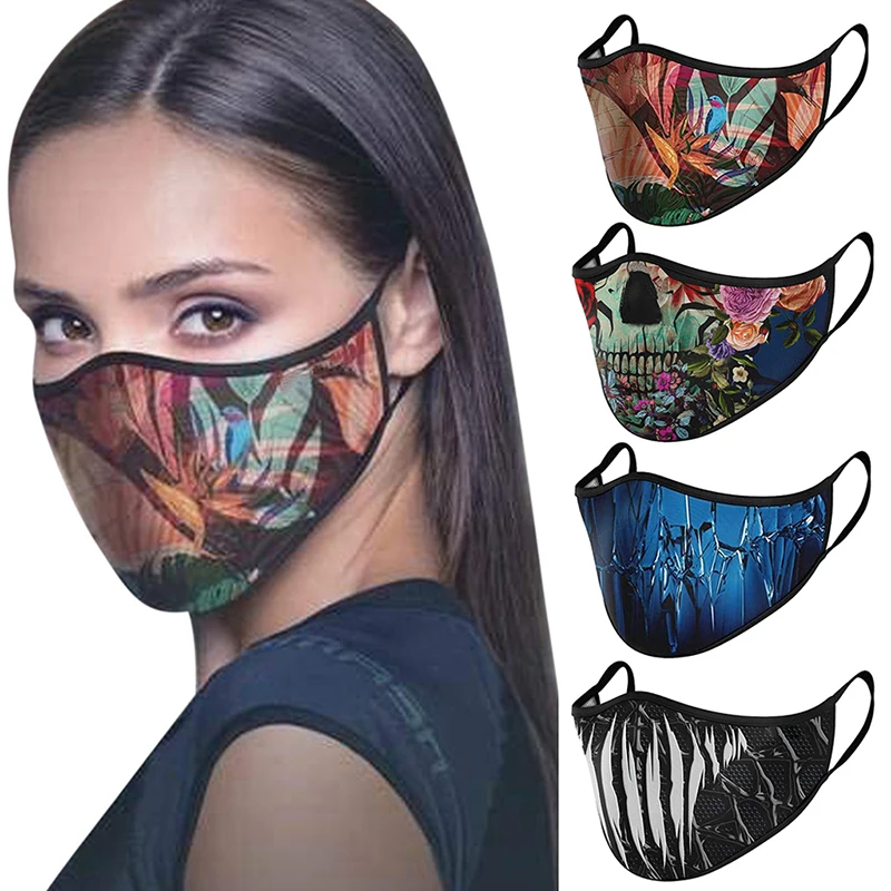 Gothic Punk 3d Print Maskers Face Cover Halloween Festival Feest Kostuum Rekwisieten Mode Herbruikbare Kerstmaskers Decor Accessoires