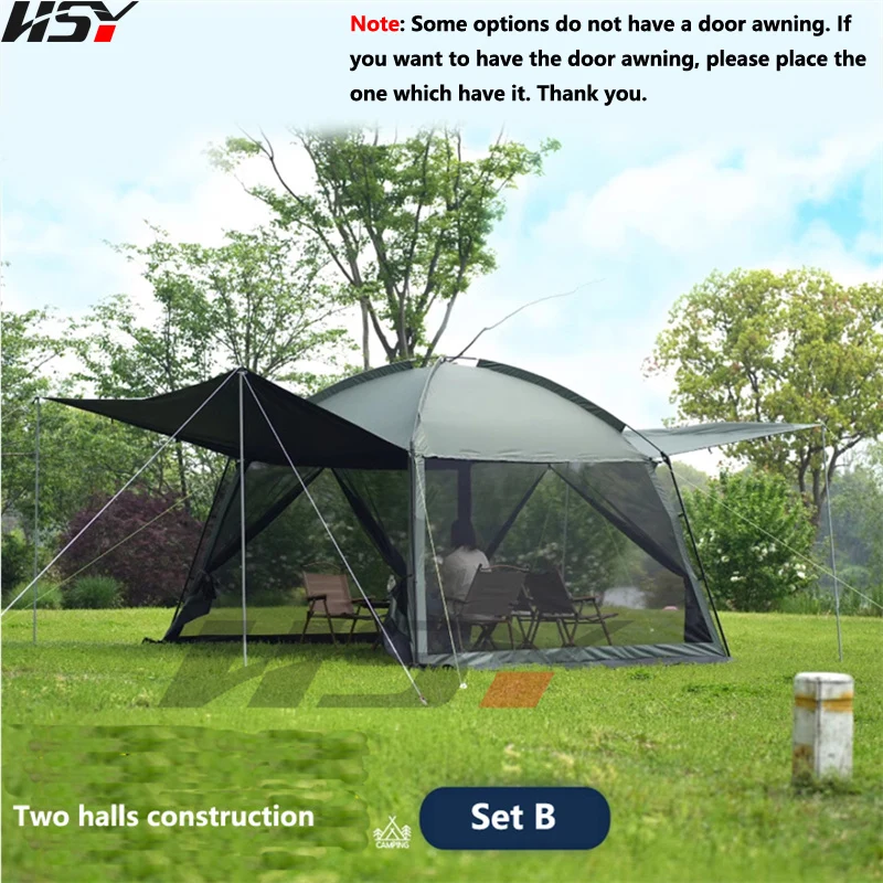 Imagem -03 - Pavilhão de Camping Anti-mosquito Gazebo Grande Sun Shelter Canopy Pergola de Quatro Cantos Ultralarge 58 Pessoa 330x330x240cm