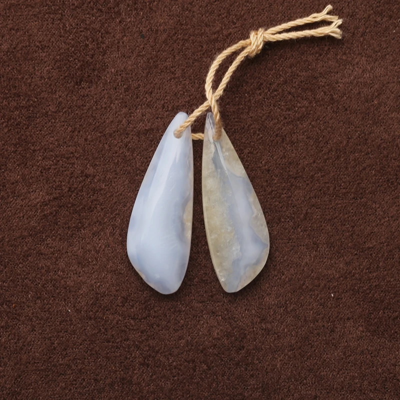 

Natural Blue Lace Agate Earrings Beads Elegant Women's Fashion Jewelry Accessory 27x10x4mm 2.7g