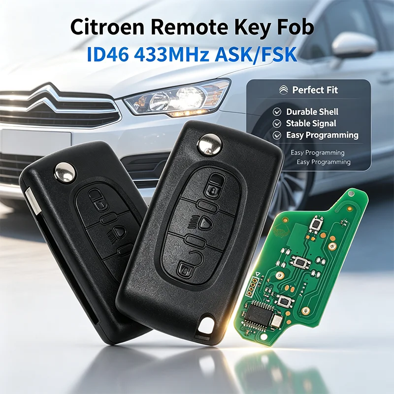 3Buttons 433Mhz Remote Car Key Replacement Accessories CE0536/CE0523 For Citroen C3 C4 C5 C6 For Peugeot 207 307 308 407 607 807