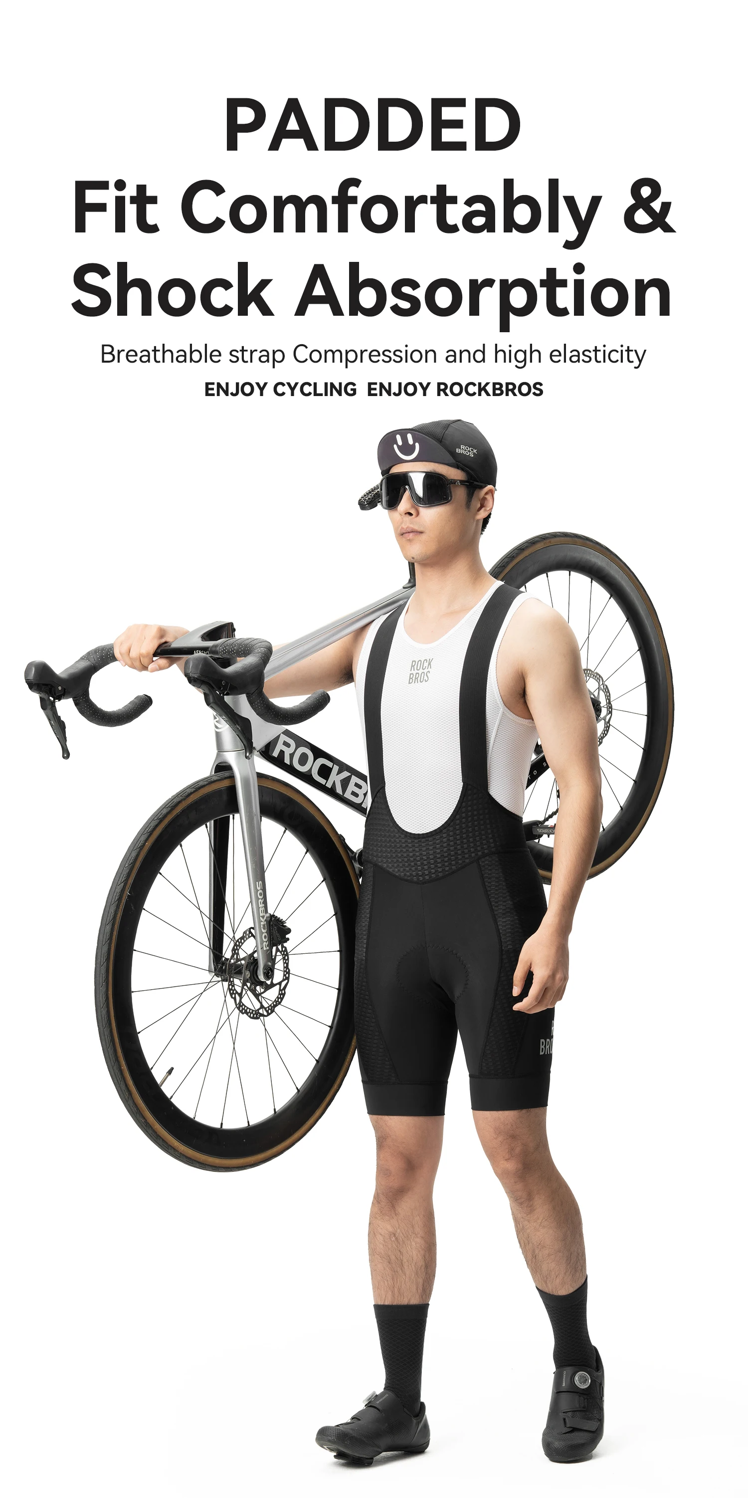 ROCKBROS Sommer-Radlerhose Leichtgewichtig Hochelastisch Atmungsaktiv Stoßdämpfende Schwamm-Polsterung Fahrrad-Shorts – Detail 1
