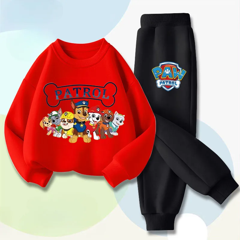 PAW Patrol jongens trui met lange mouwen, lange broek, tweedelige set, lente nieuwe kinderhoodies, casual sweatsuit voor kinderen