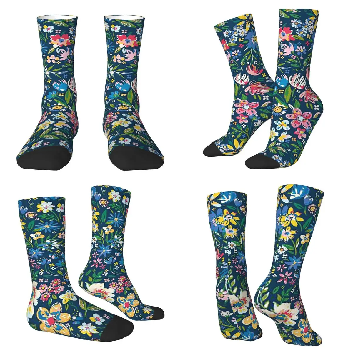 

Весенние носки с цветочным принтом в стиле Харадзюку, супер мягкие чулки, всесезонные длинные носки, аксессуары для унисекс, рождественские подарки