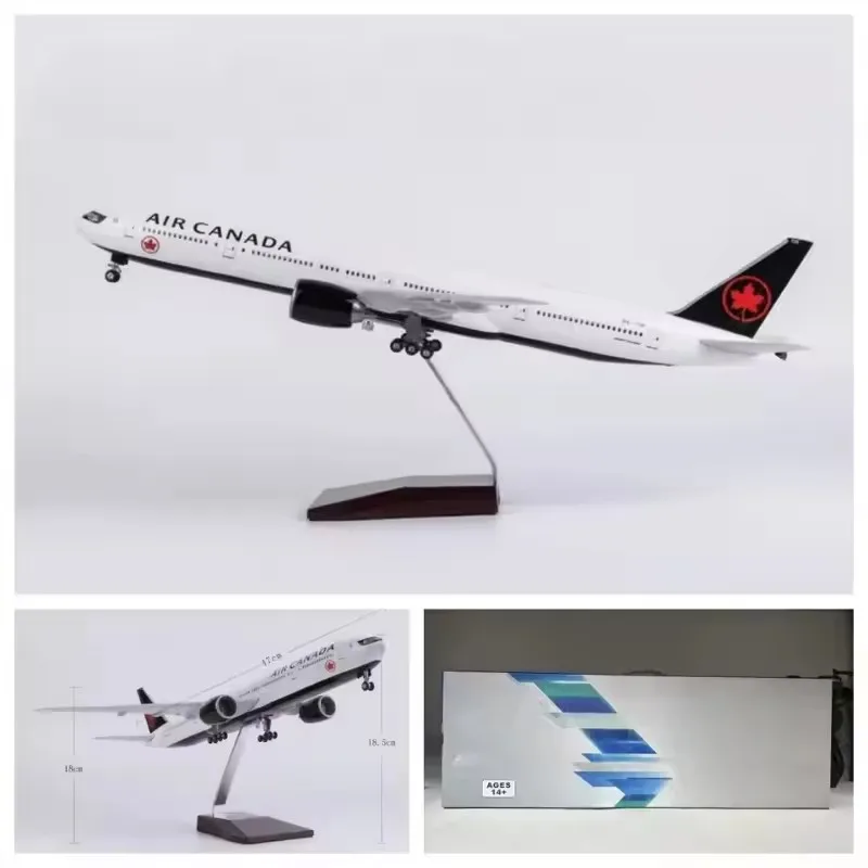 Modelo de resina fundida a escala 1:130 de 43cm, avión de canadá aerolíneas B787, avión Dreamliner con exhibición de colección de luces y ruedas