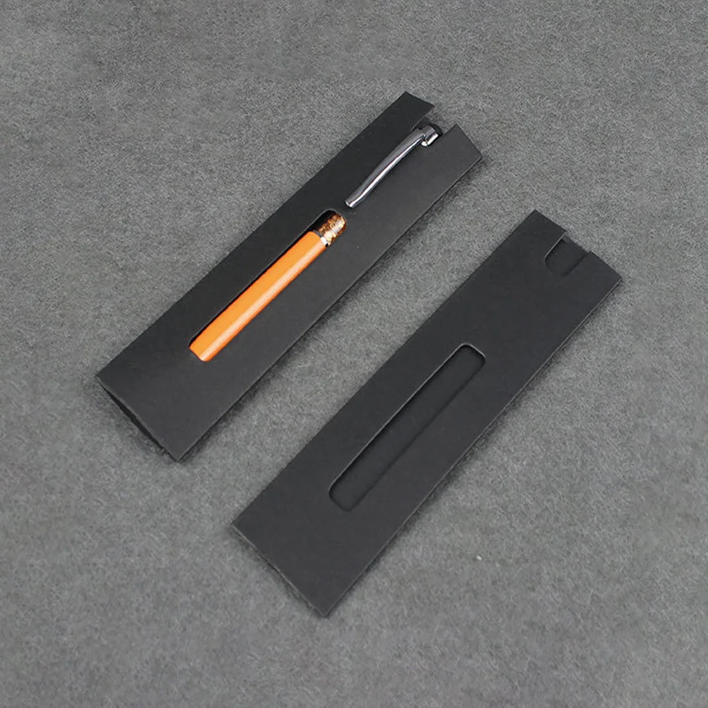 30pcs Kraft Paper Pen Bag Black Brown Random Styles Durable Portable Compact Size Smooth Surface Dust Proof Practical Gift Box