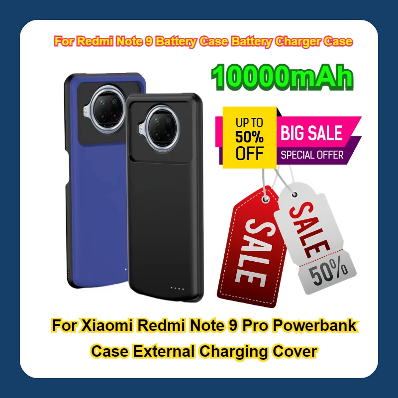 

For Redmi Note 9 Battery Case Battery Charger Case For Xiaomi Redmi Note 9 Pro Powerbank Case External Charging Cover 10000mAh