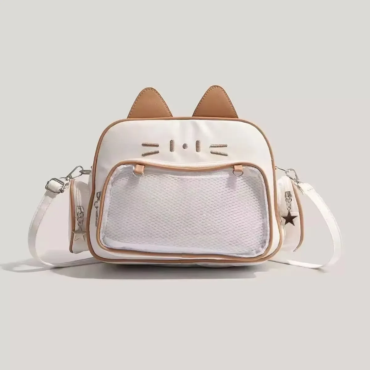 Neue y2k koreanische kawaii katze ita tasche süße pu schulter tasche mädchen transparente tasche harajuku umhängetasche damen mode rucksäcke – Detail 18