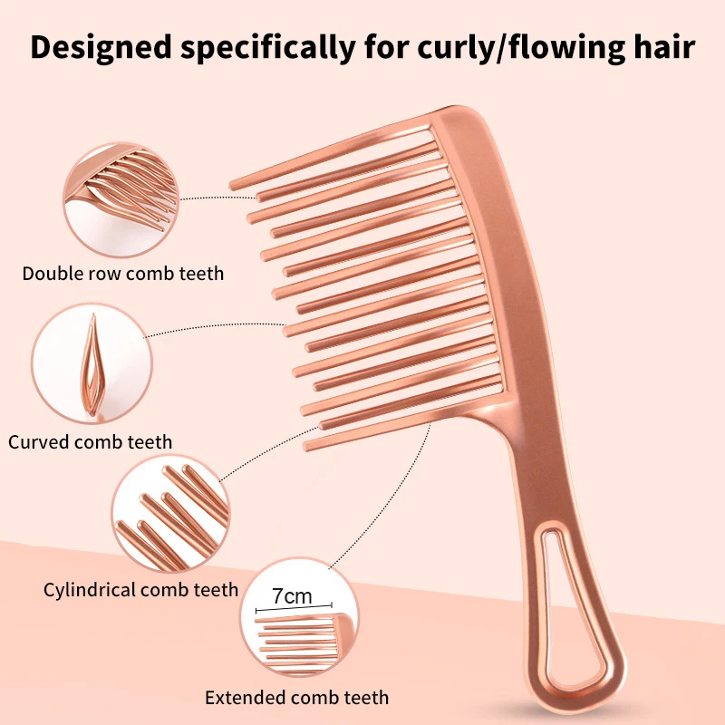 Double Row Large Toothed Comb Wide Toothed Comb Curved Comb Fluffy Comb Hairdressing Comb For Comb Long And Curly Hair