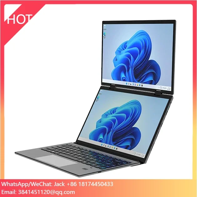 

Dual Screen Laptop 14 Inches + 14 Inches 2240x1440 Touch Screen Notebook N95 Cpu 2 In 1 Laptop Computer With Pen