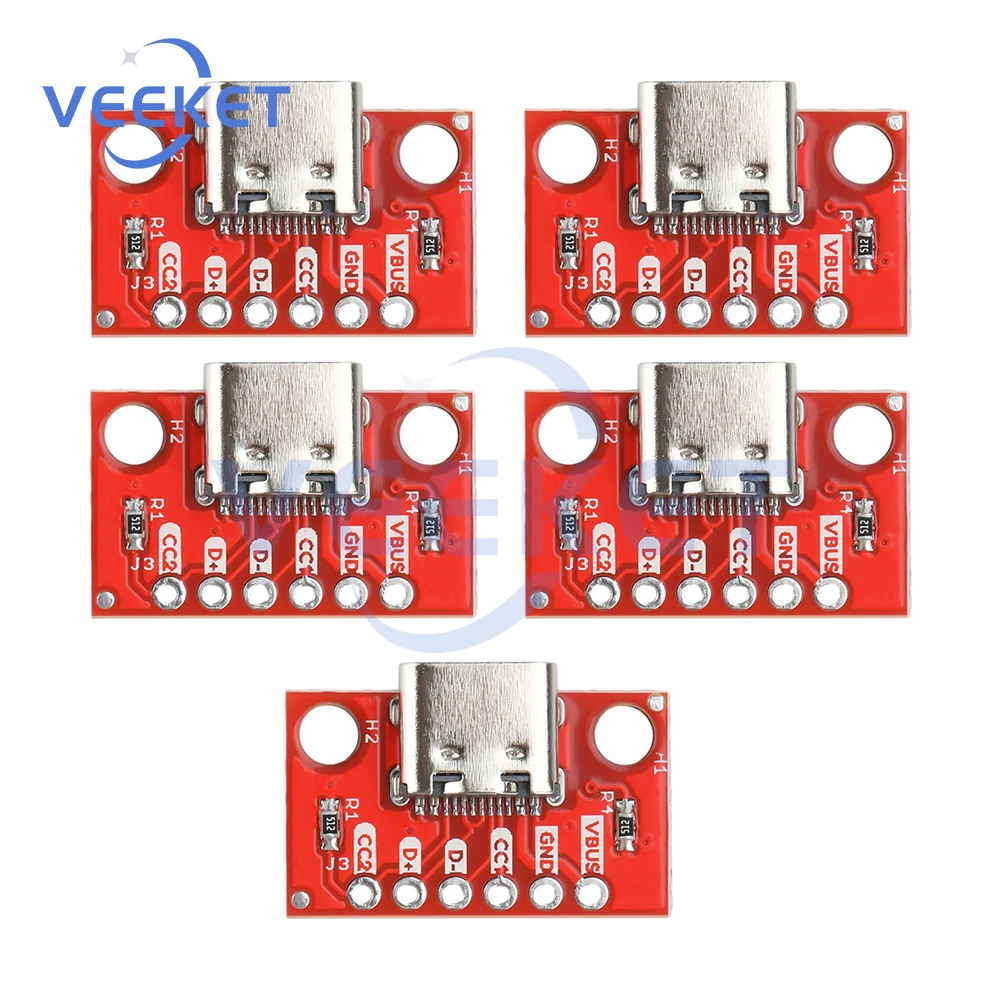 Female Test PCB Adapter Board 16P to 2.54mm Connector Socket For Data Transfer Power Adapter Board Module Type-C