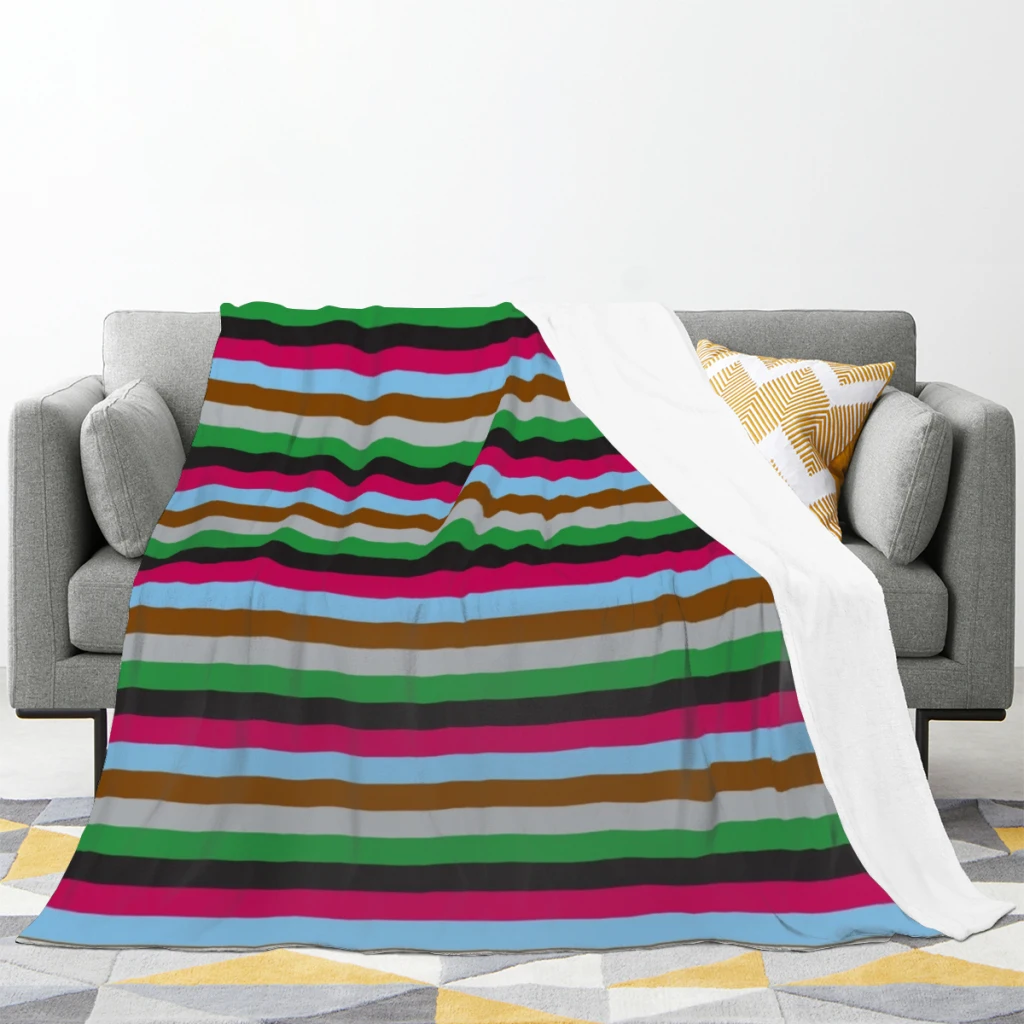 Flannel Soft Warm Throw Harlequins Rugby Striped Blanket Bedding Sofa Cover for Girls Gift