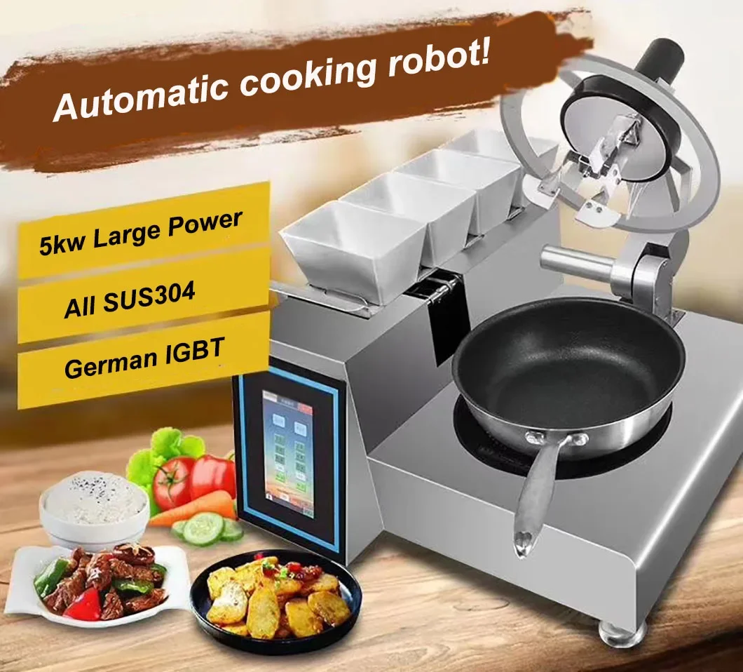 AI ful automatic intelligent feeding desktop cooking machine electromagnetic gas multi-function cooking machine