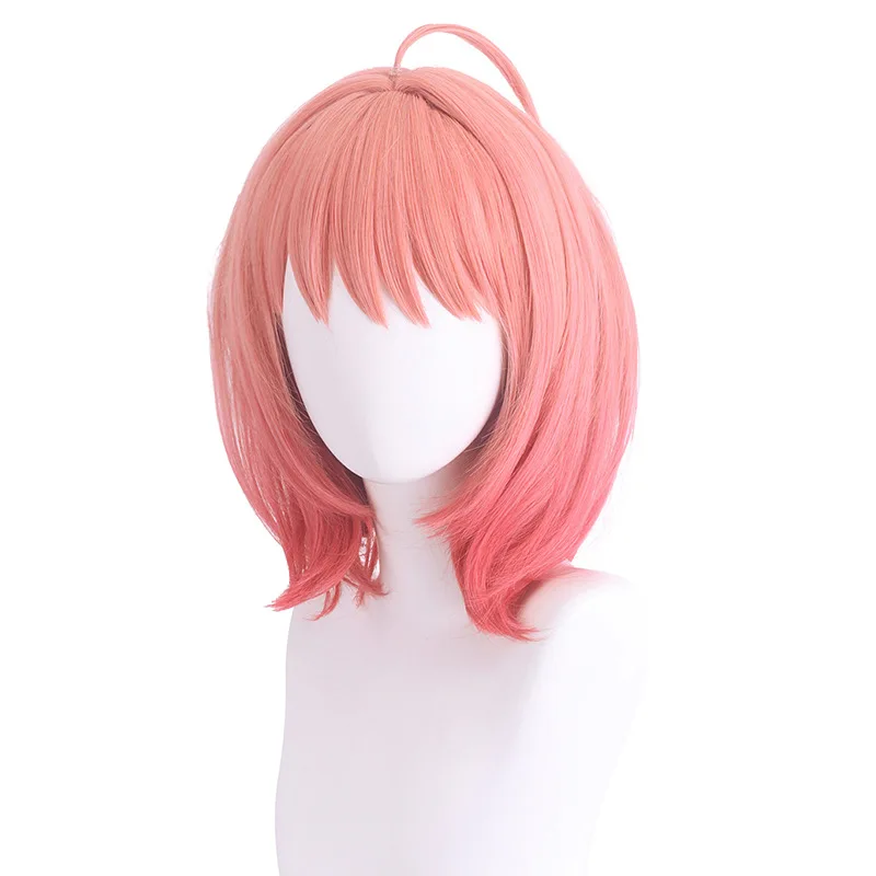 Synthetic Pink Short Wig Cosplay Costume Party Heat Resistant Fiber Cute Bangs Natural Looking Hair