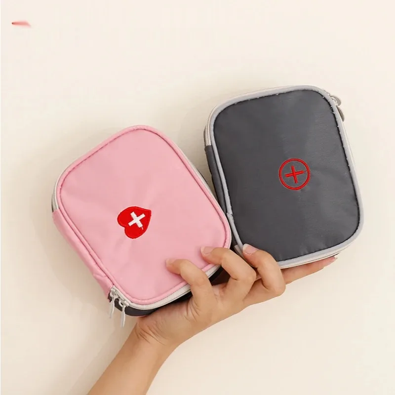 مجموعات طبية فارغة في الهواء الطلق حقيبة أدوات الإسعافات الأولية للسفر المحمولة حافظة طبية صغيرة الوردي حبوب الضمادات حقيبة التخزين طقم الطوارئ