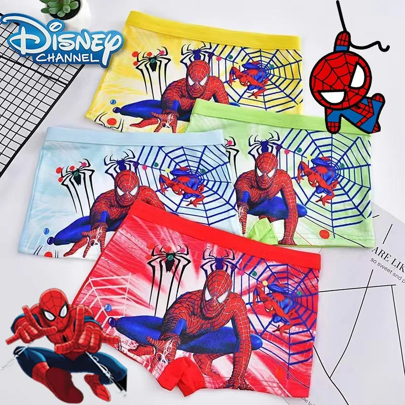 Disney Spider Man Kids Boxer Shorts Boy Underwear Cute Cartoon Anime Printed Cotton Children's Underwear for Kids Gifts
