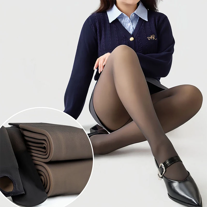 Sexy Elastic Translucent Pantyhose Woman Fleece Tights Warm Winter High Waist Slim Thicken Tight Pants Fashion Streetwear Women