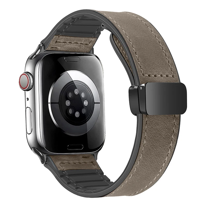 Lederarmband für Apple Watch 11 10 Ultra 9 Band 46mm 49mm 42mm 44mm 45mm 40/41mm Armband Herren Silikon iWatch Series 9 8 7 SE 6