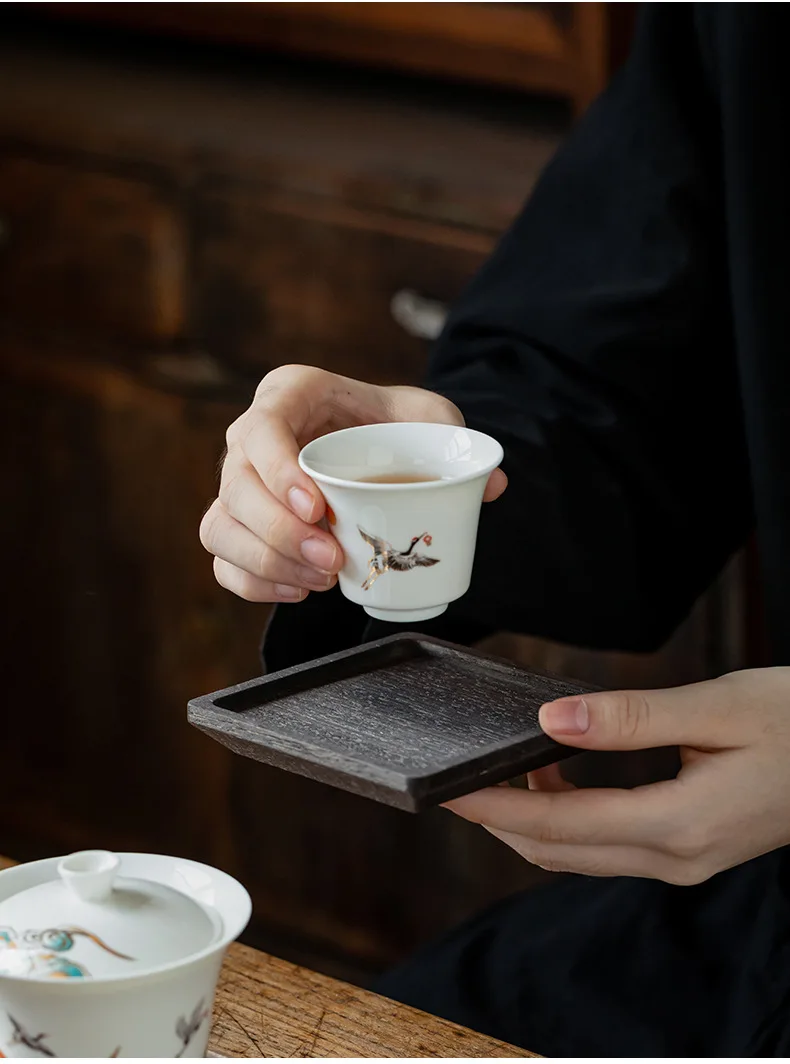 Cup Coaster Wooden Tea Ceremony Heat-Insulating Mat Teapot Pad Minimalist Dry-Brewing Small Tea Tray Solid Log Square Mat