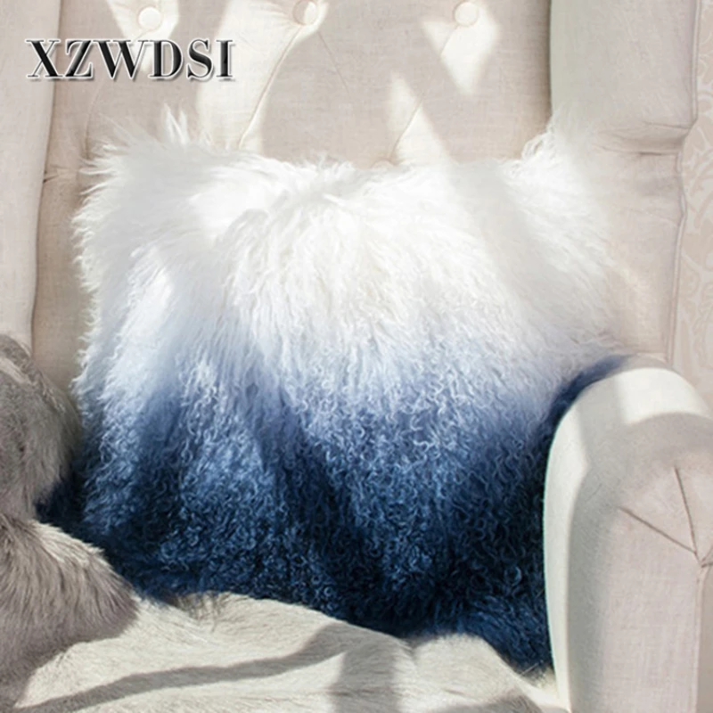 CX-D-57 Cheap Handmade Breathable Mongolian Lamb Fur Pillow For Home